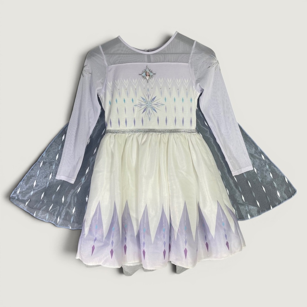 Disney Frozen II Elsa Costume Dress Girls Large 10/12 White Purple Halloween